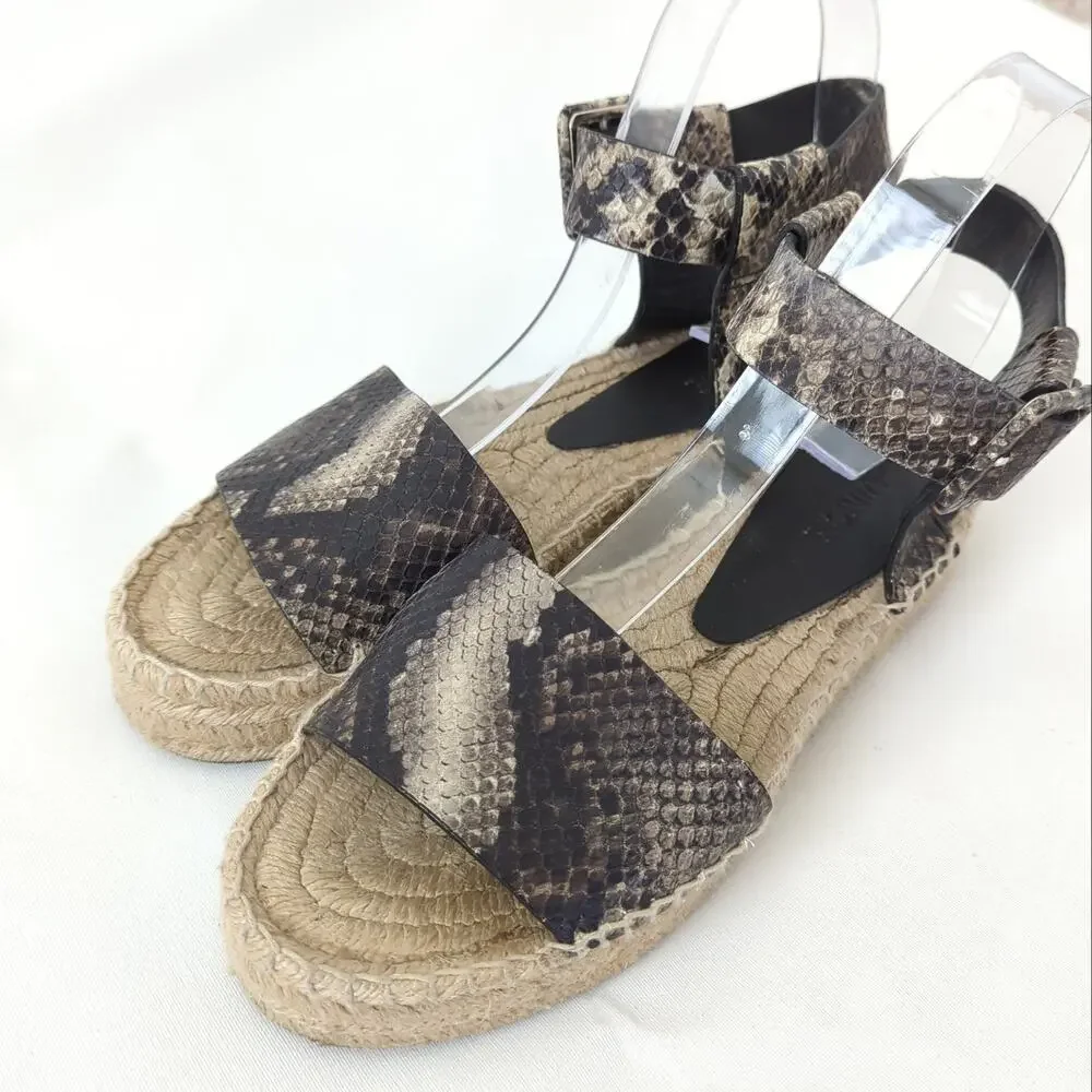 VINCE Snake Skin Embossed Sandal Espadrille Shoes‎ Womens Size 6 M Edina $165